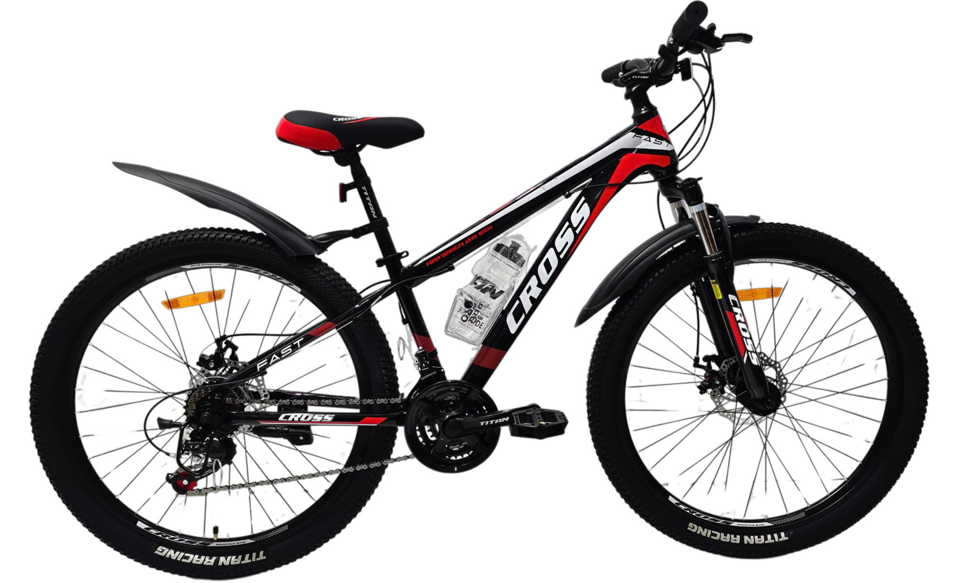 Велосипед Cross FAST 26", розмір XS, рама 13", рік 2023, Чорний-Білий-Червоний