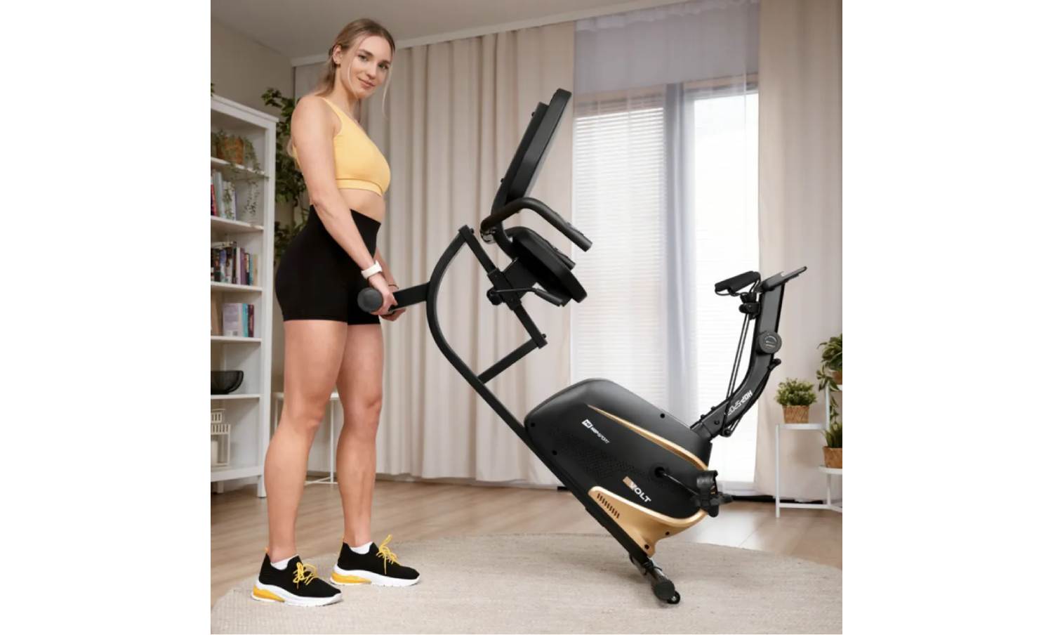 Горизонтальний велотренажер Hop-Sport HS-045L Volt магнітний золотий 11