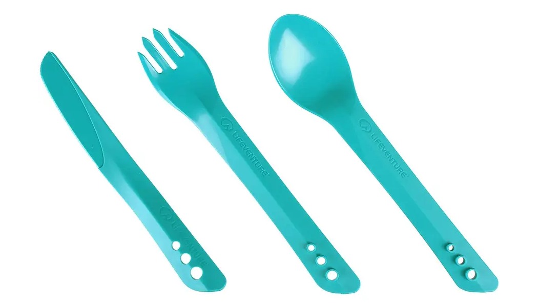 Фотография Вилка, ложка, нож туристические Lifeventure Ellipse Cutlery teal