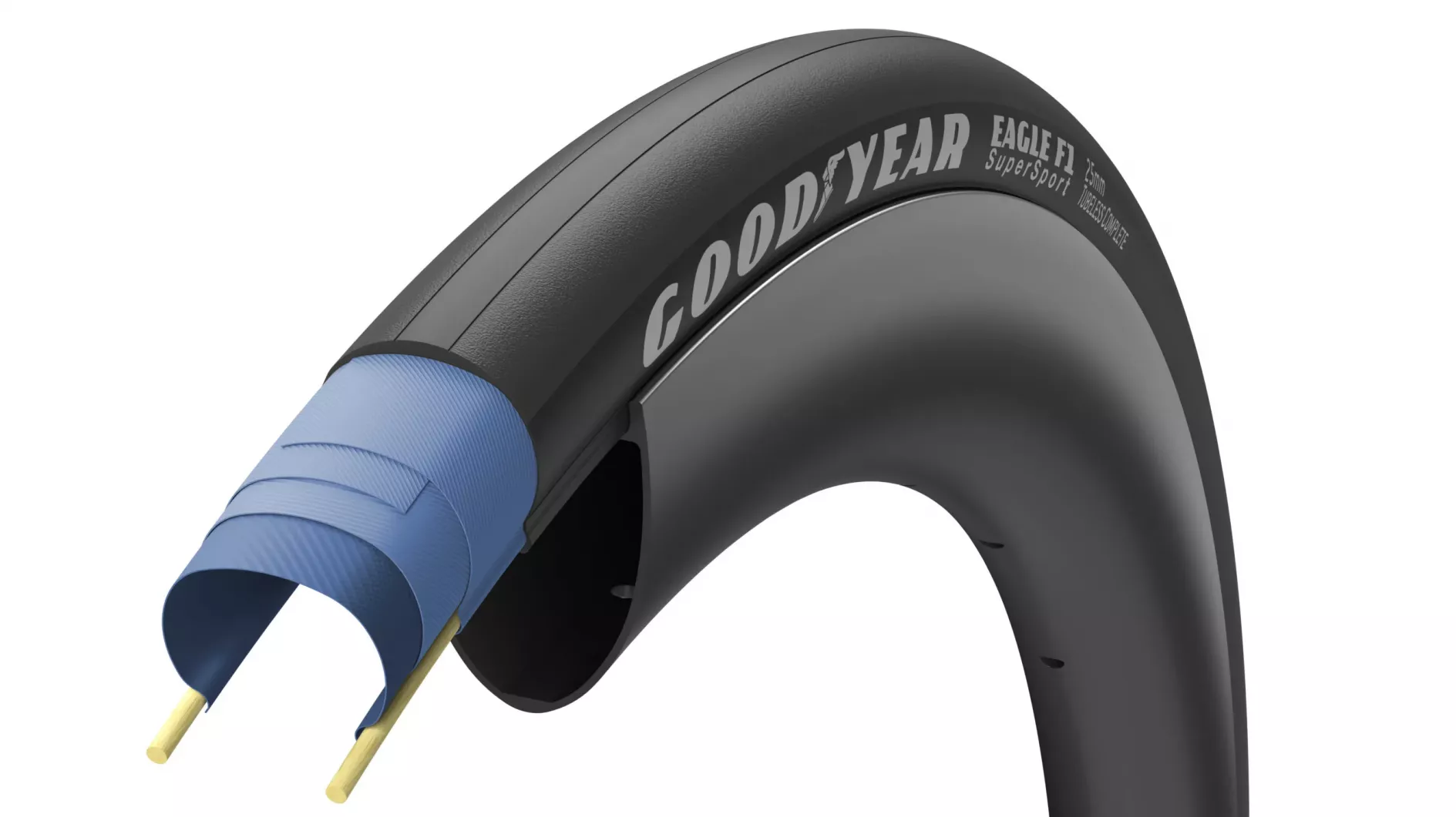 Фотографія Покришка GoodYear EAGLE F1 SuperSport, tubeless complete 700x25C (25-622), folding, 120tpi, Чорна