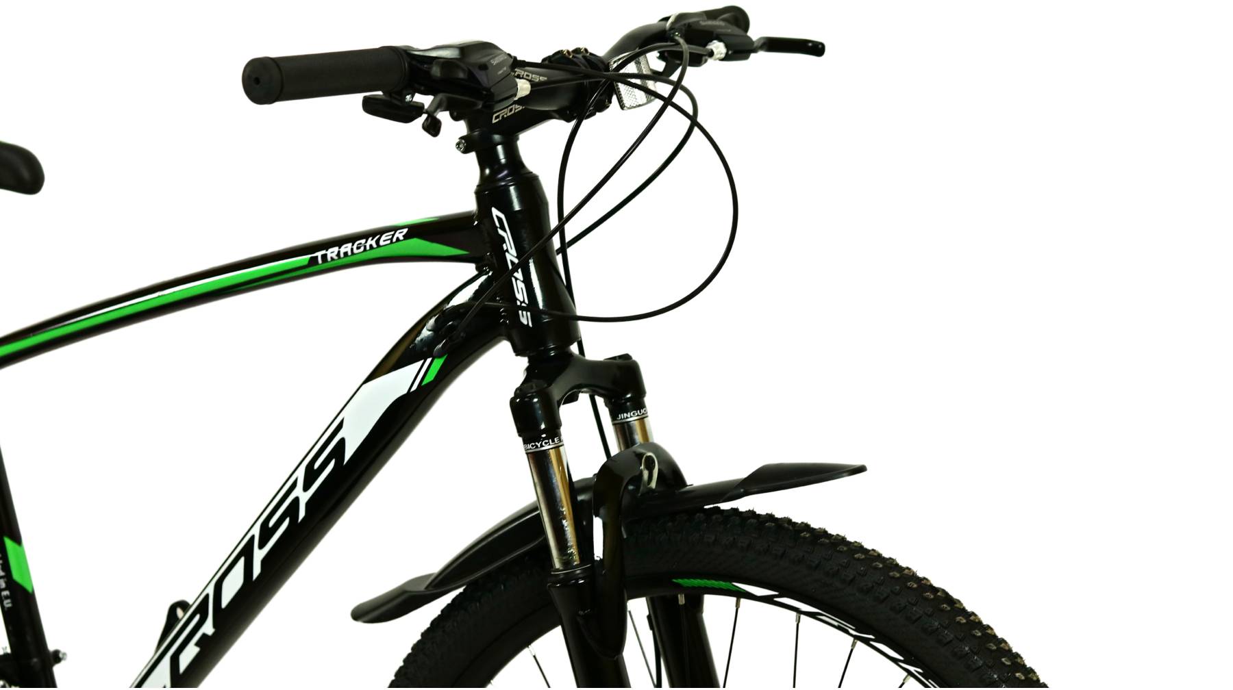 Велосипед CROSS Tracker 27.5", размер M рама 17" (2023), Черный-Зеленый 2