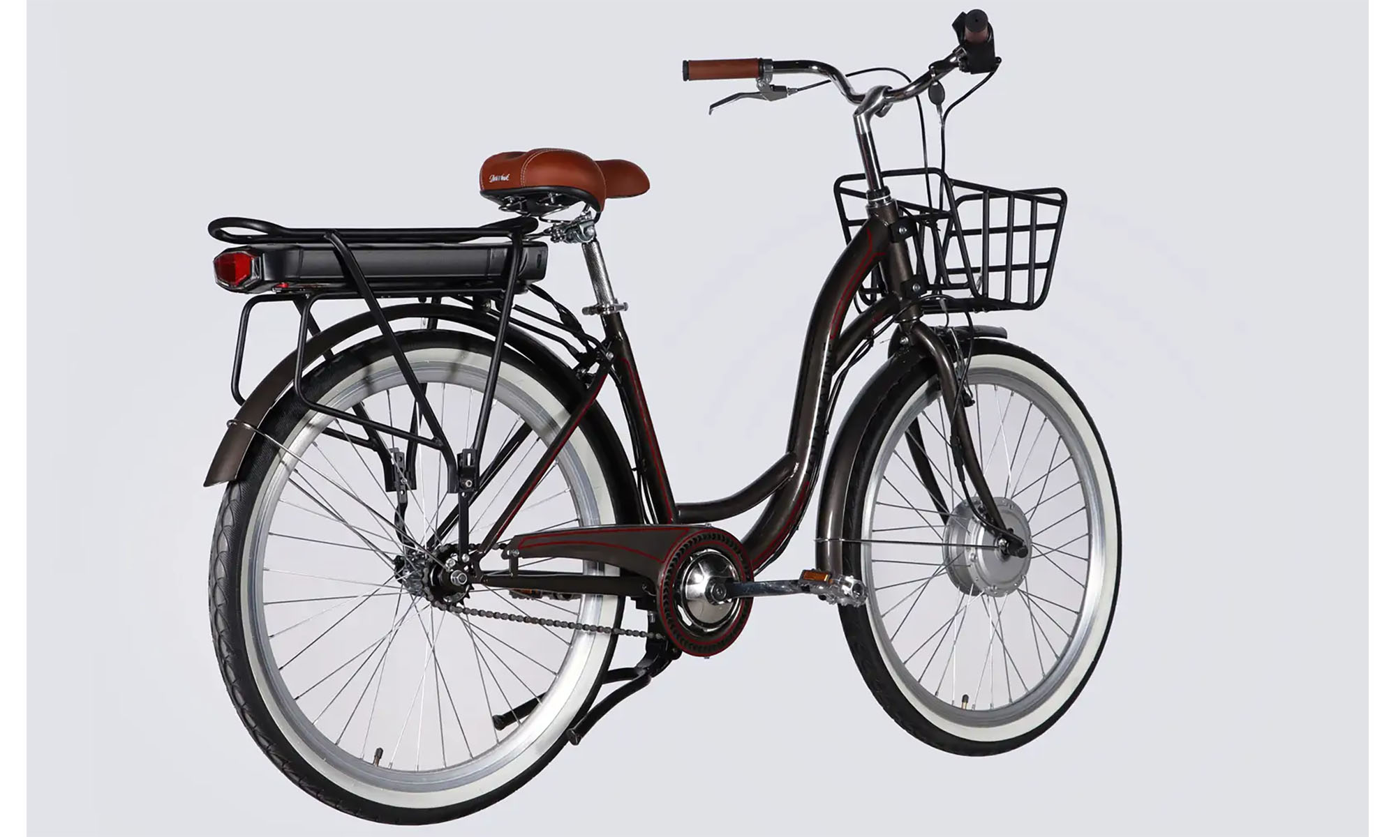Велосипед з електроприводом Dorozhnik eAQUAMARINE BH 26", розмір M, рама-17", 36B, 13А*г, 500Вт, рік 2026, сірий з кошиком 2