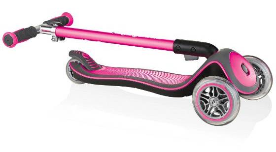 Самокат GLOBBER ELITE DELUXE розовый, колёса с подсветкой, 50 кг, 3+, 3 колеса 4