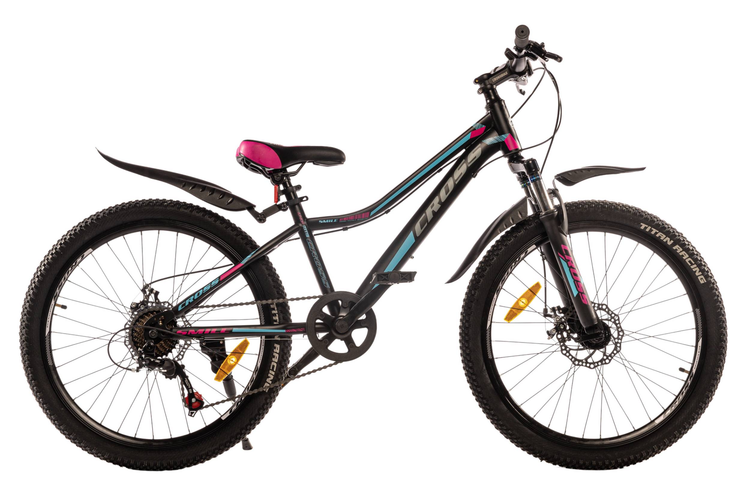Фотографія Велосипед Cross SMILE 24" розмір XXS рама 12 2022 Чорно-рожевий