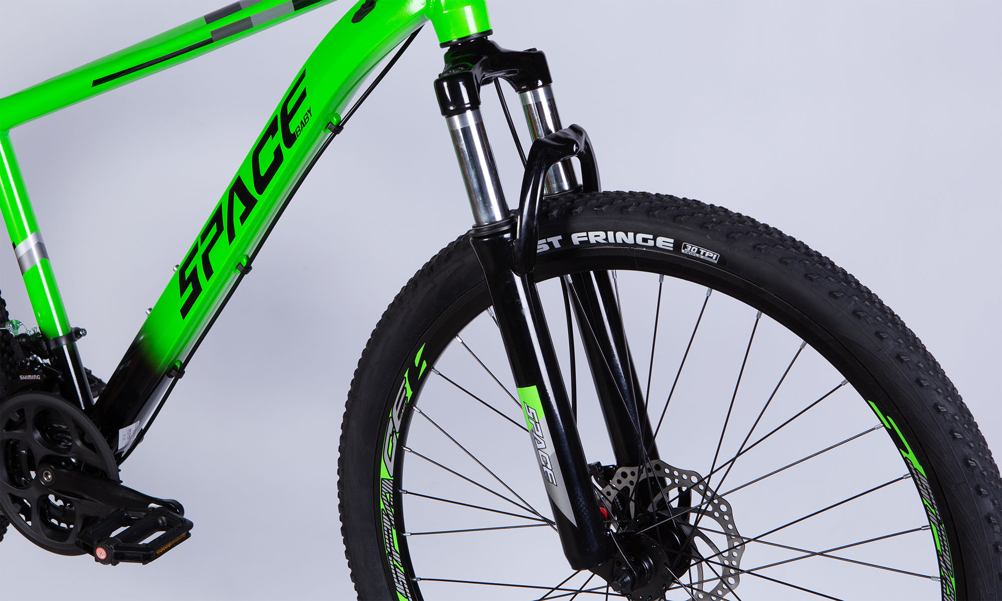 Велосипед SPACE MERCURY DD FR, 27.5", размер M, рама 17", год 2026, зелено-черный 3