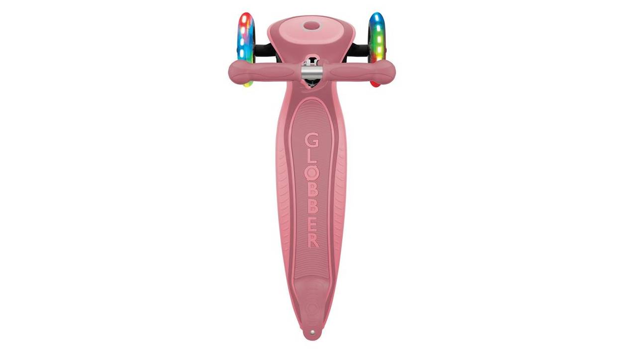 Самокат GLOBBER PRIMO FOLDABLE PLUS LIGHTS, пастельно-рожевий, колеса з підсвічуванням, 3+ 8