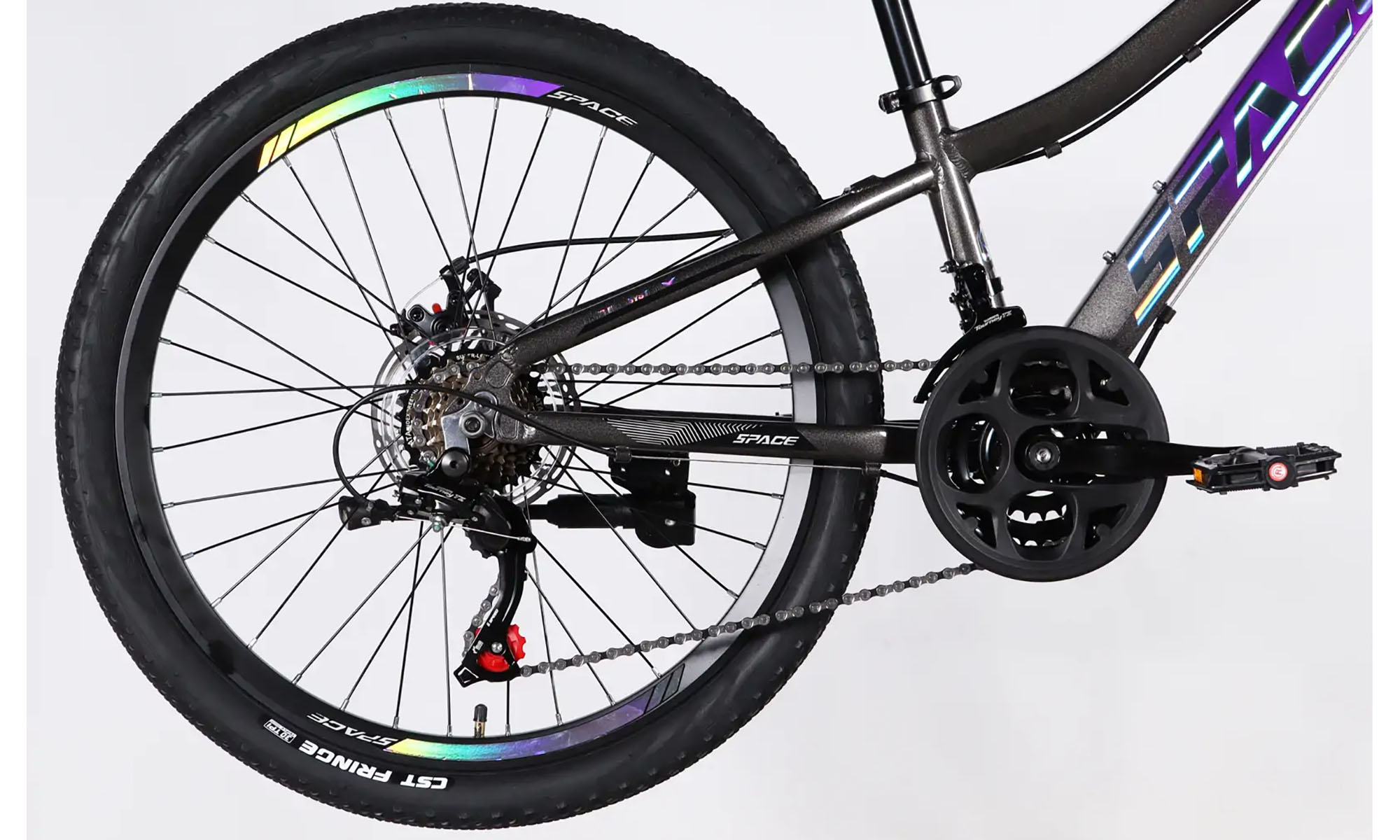 Велосипед SPACE IZIDA DD FR, 24", розмір XXS, рама-11", рік 2026, фіолетово-сріблястий 6 Велосипед SPACE IZIDA DD FR, 24", розмір XXS, рама-11", рік 2026, фіолетово-сріблястий 6