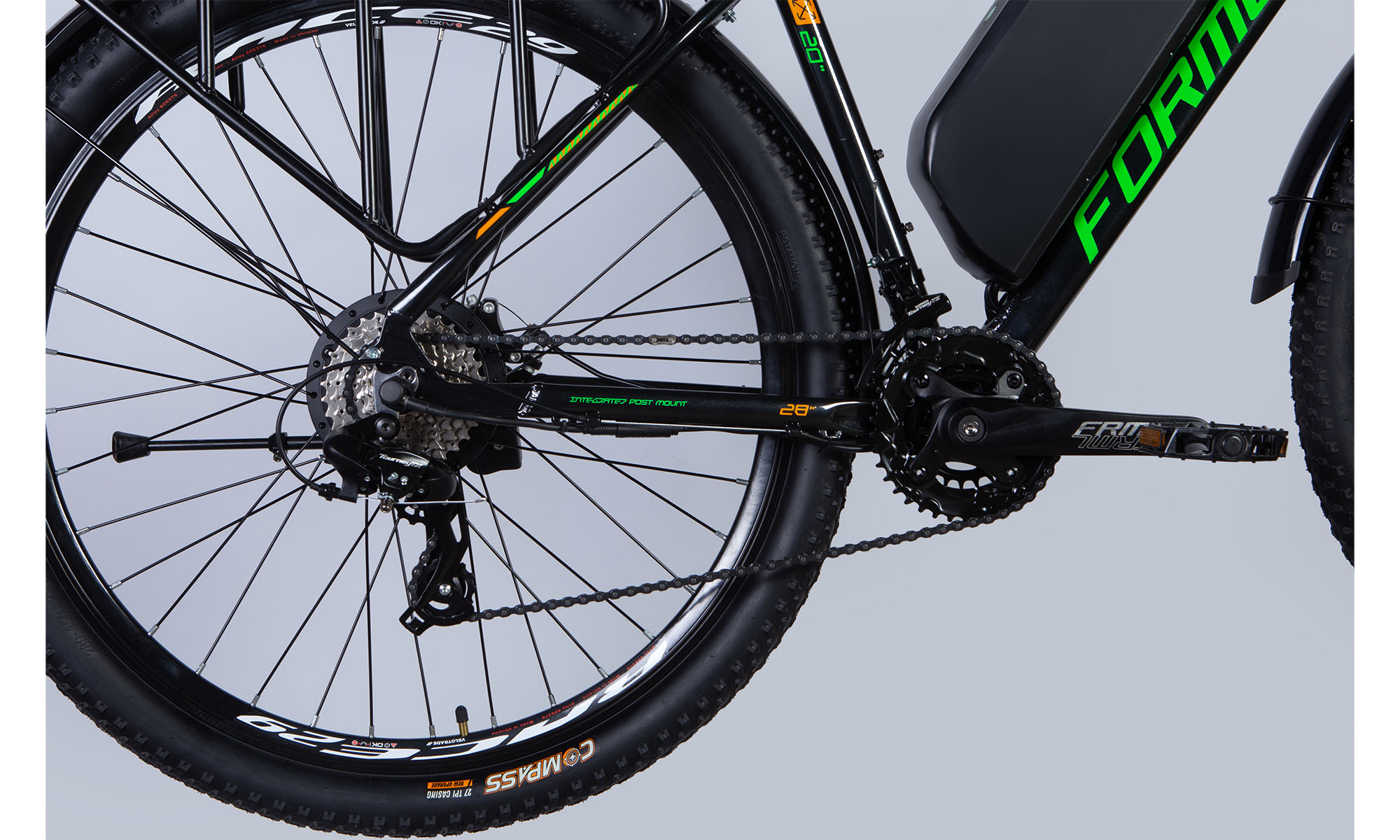 Велосипед с электроприводом Formula CURSOR MAN DD CS 28", размер L, рама-20", 48B, 17.5А*ч, 250Вт, год 2025, черно-зеленый 2