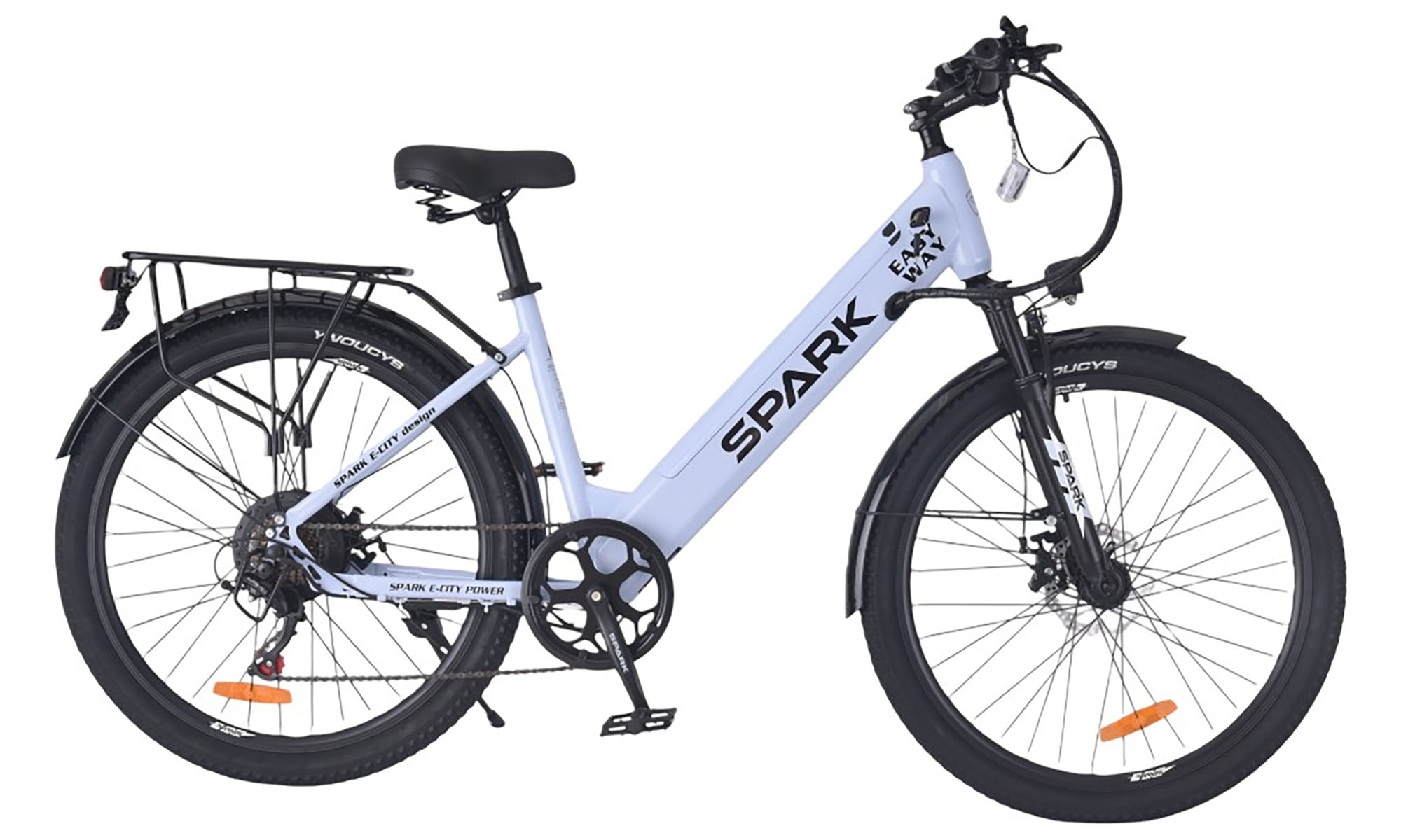 Велосипед с электромотором SPARK E-CITY EASY WAY 26", размер M, рама 17", 48V/500W/12,5Ah, год 2026, голубой 