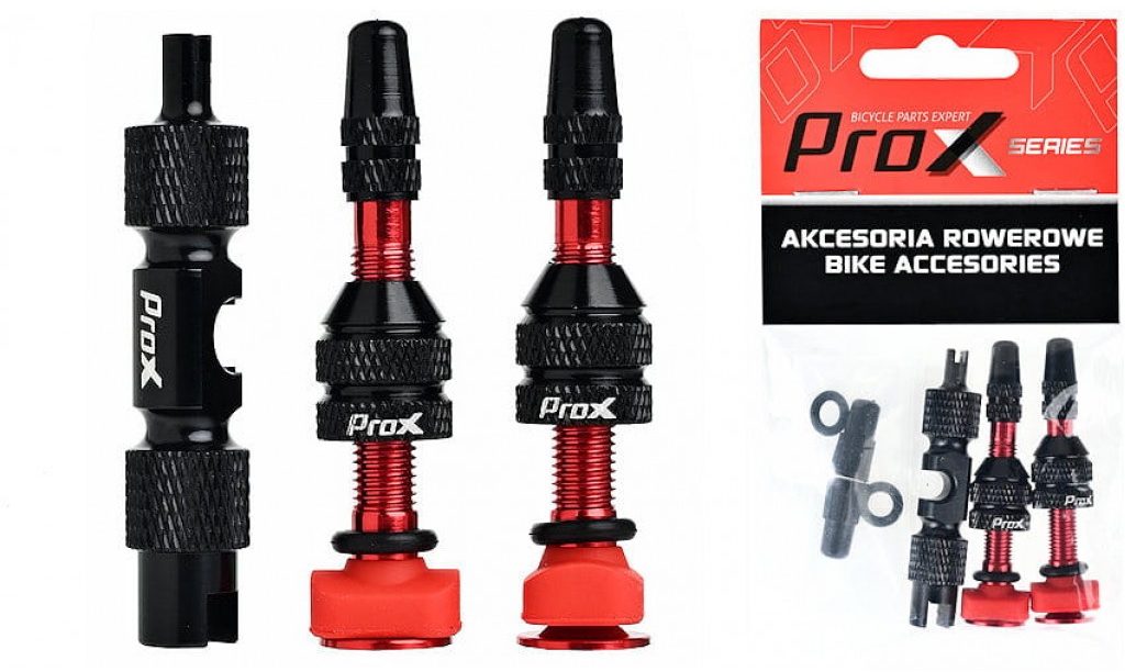 Ніпелі ProX Presta 2шт 40мм з ключем, для безкамерки, червоний 