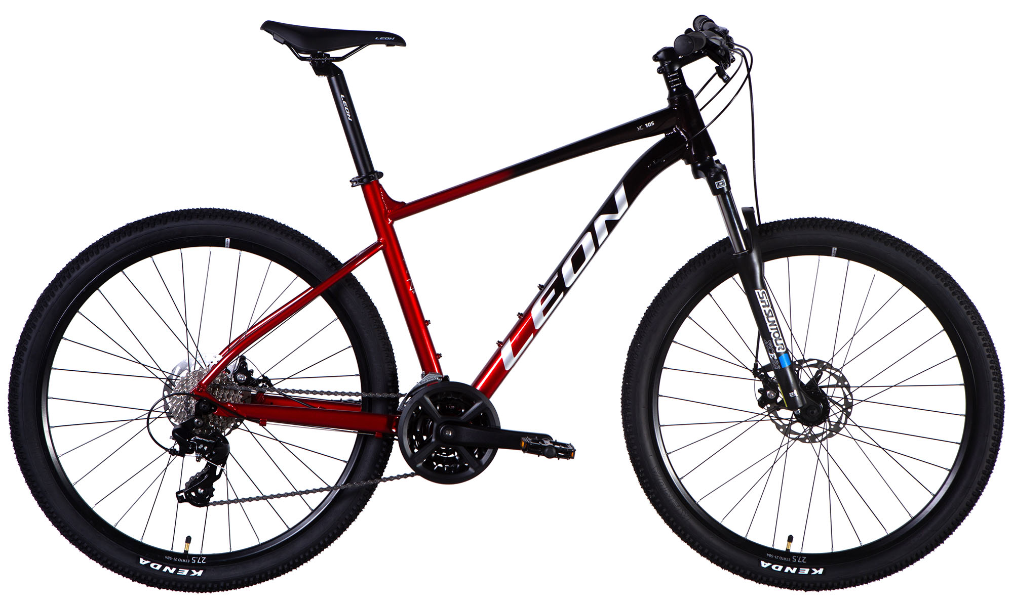 Велосипед Leon XC 105 DD CS 27,5", размер L, рама 19", год 2025, черный с красным 