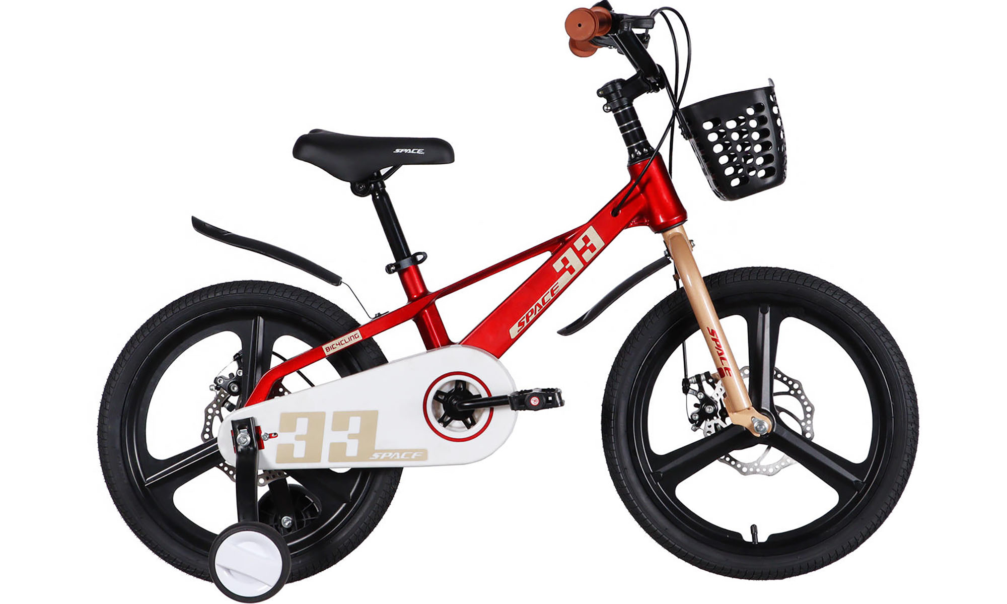 Велосипед SPACE KID ORION DD 18", размер XXS, рама-10", год 2026, красный с серым 