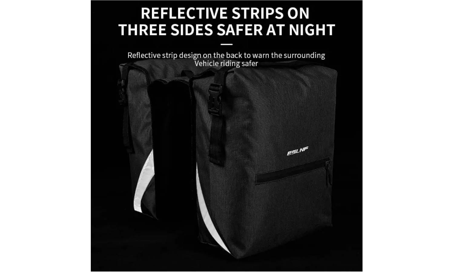 Велосумка на багажник EsLNF 2-х секционная, 28л, серый 2