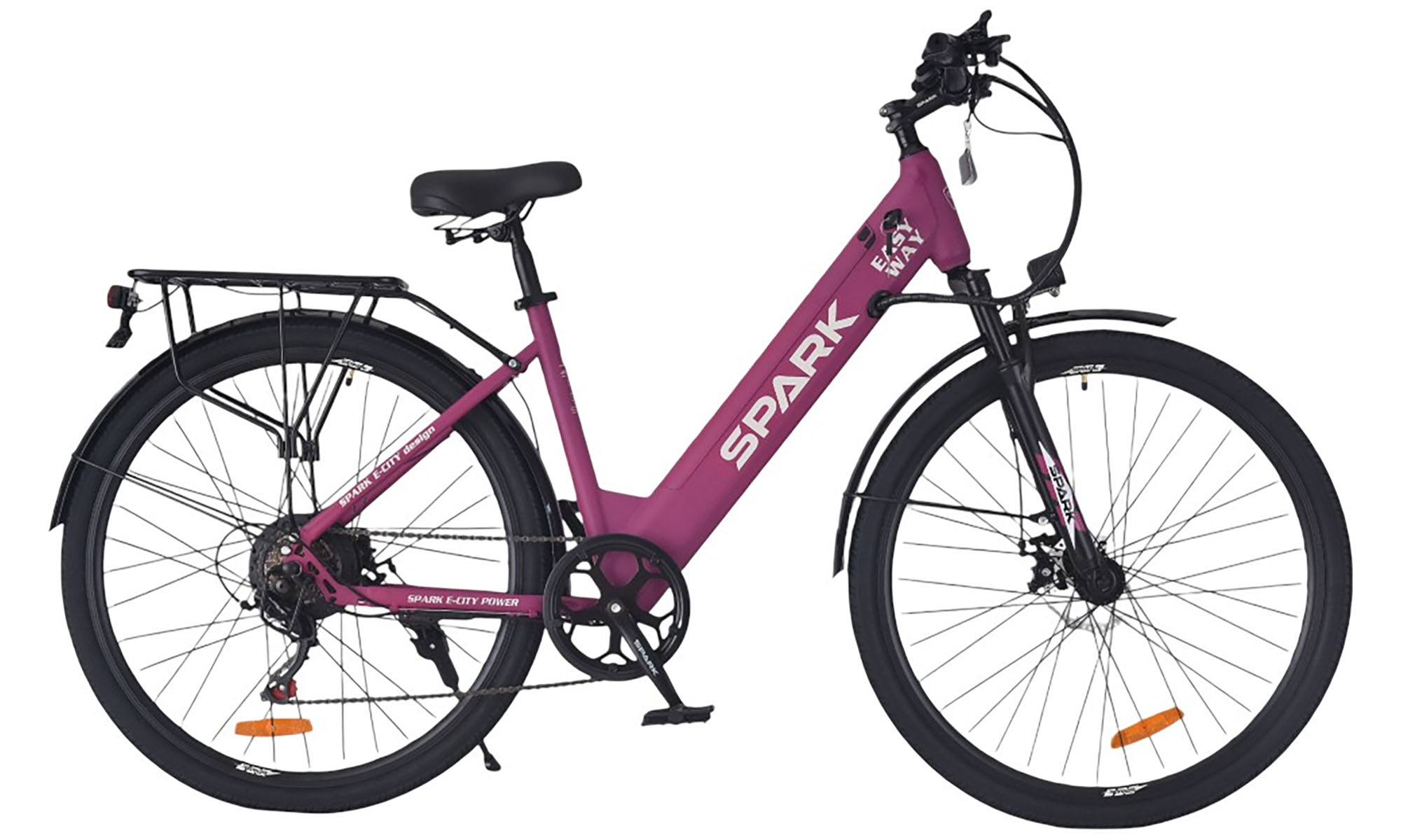 Велосипед с электромотором SPARK E-CITY EASY WAY 28", размер M, рама 18", 48V/500W/12,5Ah, год 2026, фиолетовый 