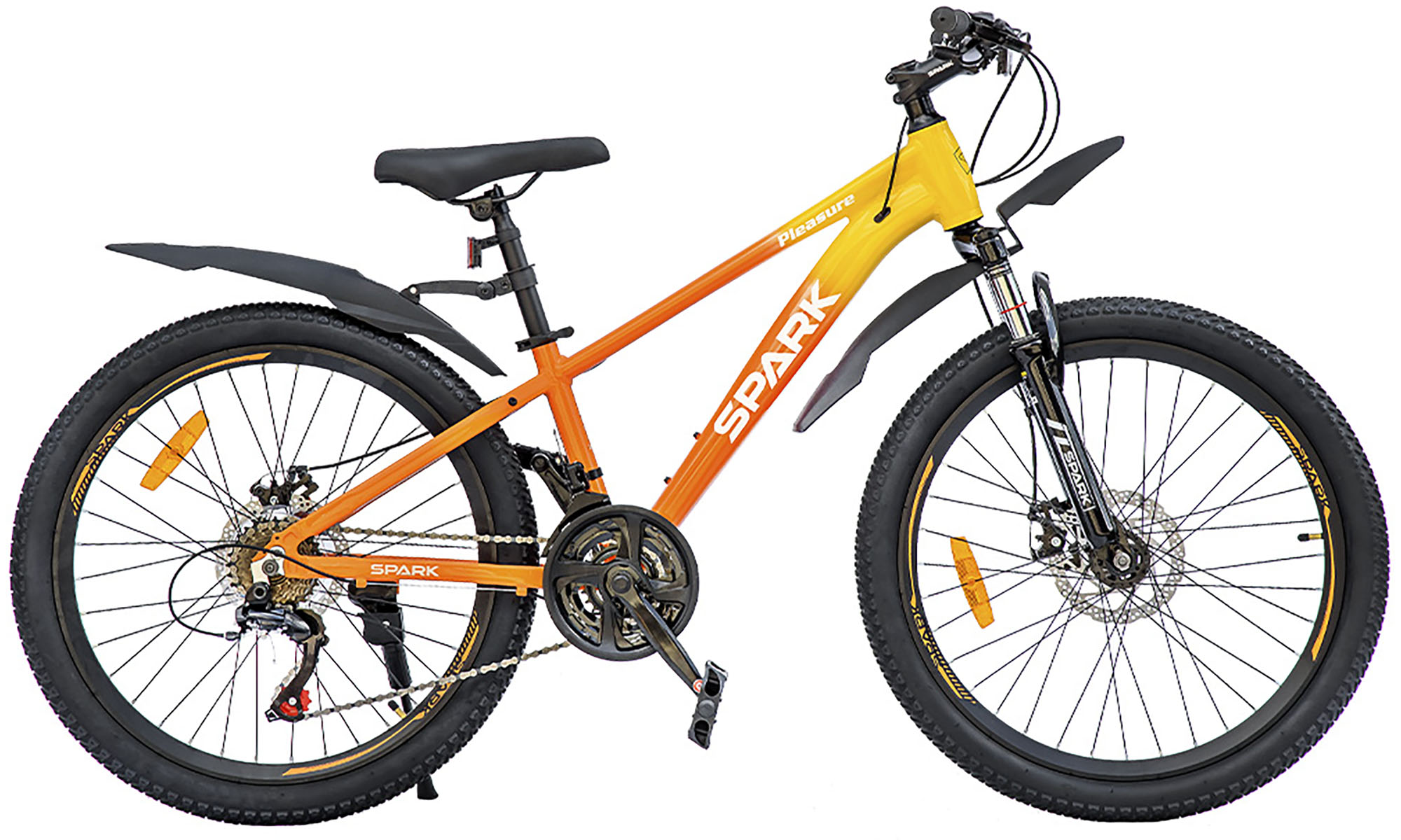 Велосипед SPARK PLEASURE 24", размер XXS, рама 12", 2025, оранжевый с желтым 