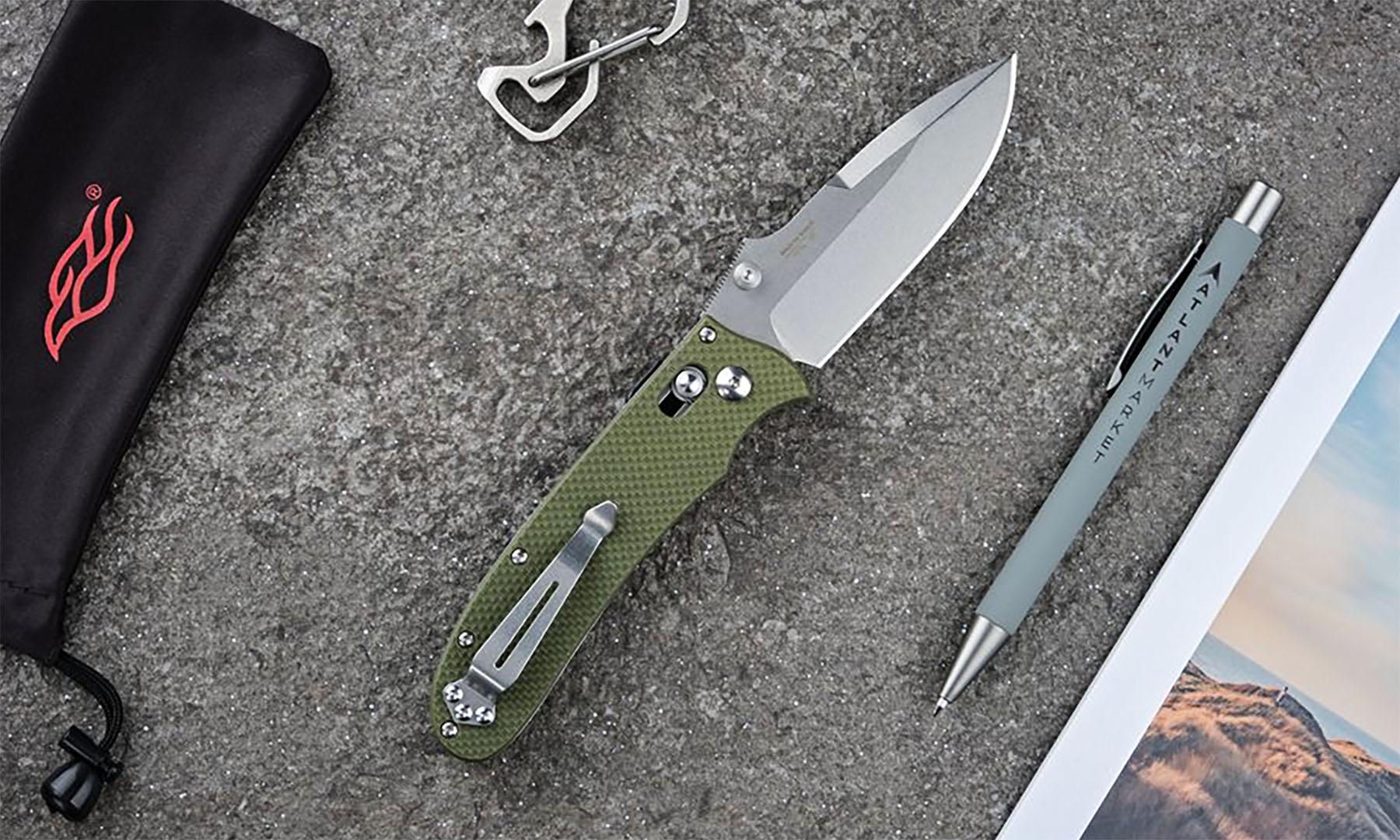 Нож складной Ganzo D704-GR, зеленый (D2 сталь) 5 Нож складной Ganzo D704-GR, зеленый (D2 сталь) 5