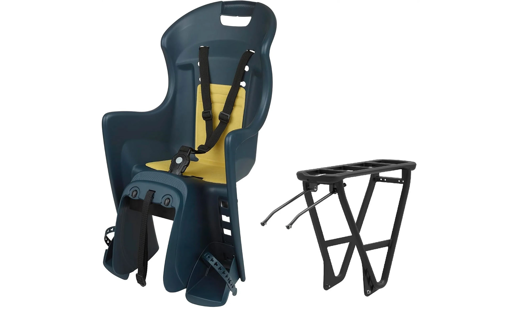 Детское велокресло Polisport Dieffe Bikey Cool ELM, на багажник, 22 кг, сине-желтое, в комплекте багажник 