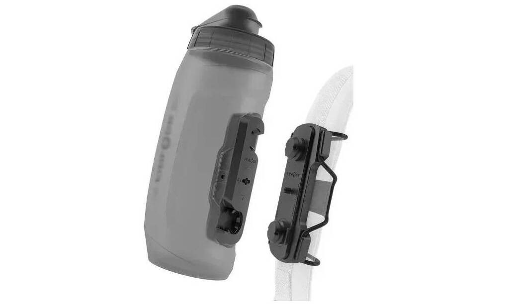 Фляга з конектором та базою FIDLOCK TWIST bottle 590мл., база для кріплення на лямку рюкзака, прозорий / чорний 