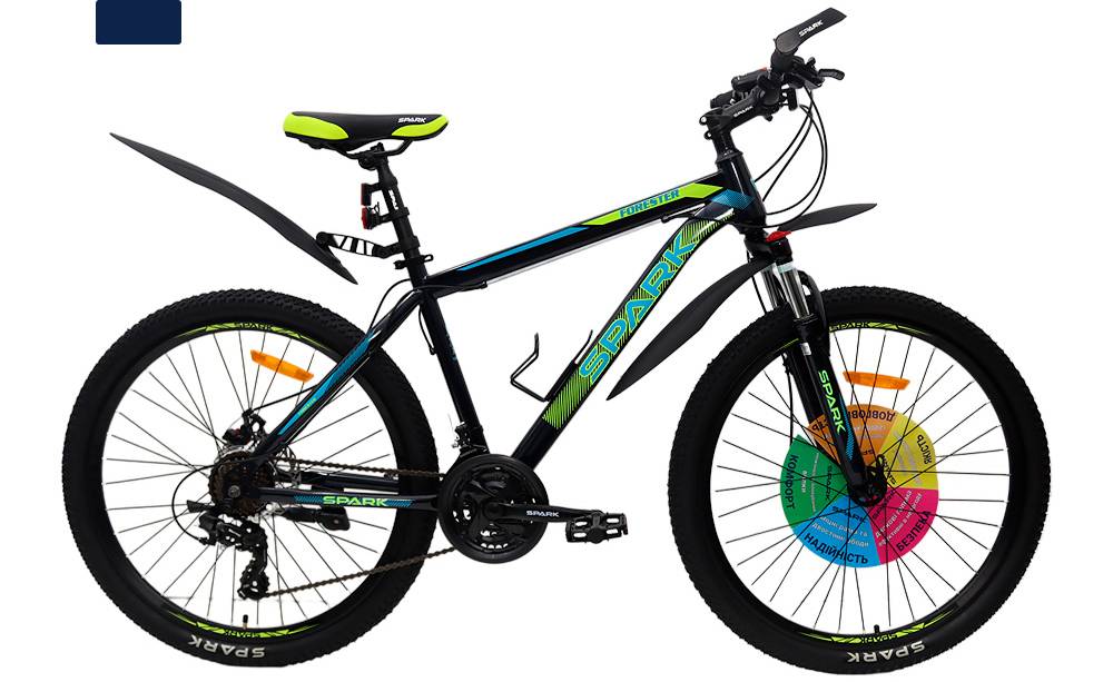 Фотография Велосипед SPARK FORESTER 2.0 26" размер М рама 17" 2024 Сине-желтый