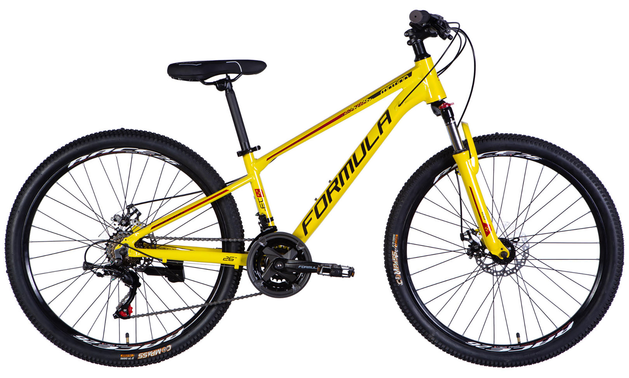 Велосипед Formula MOTION DD FR, 26", розмір XS, рама 13", рік 2026, жовтий з чорним 