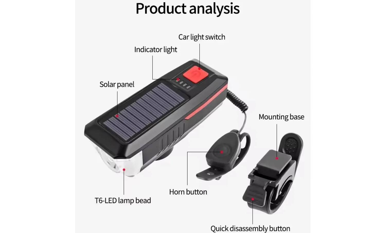 Фонарь на солнечной батарее Solar Horn черно красный 2 Фонарь на солнечной батарее Solar Horn черно красный 2