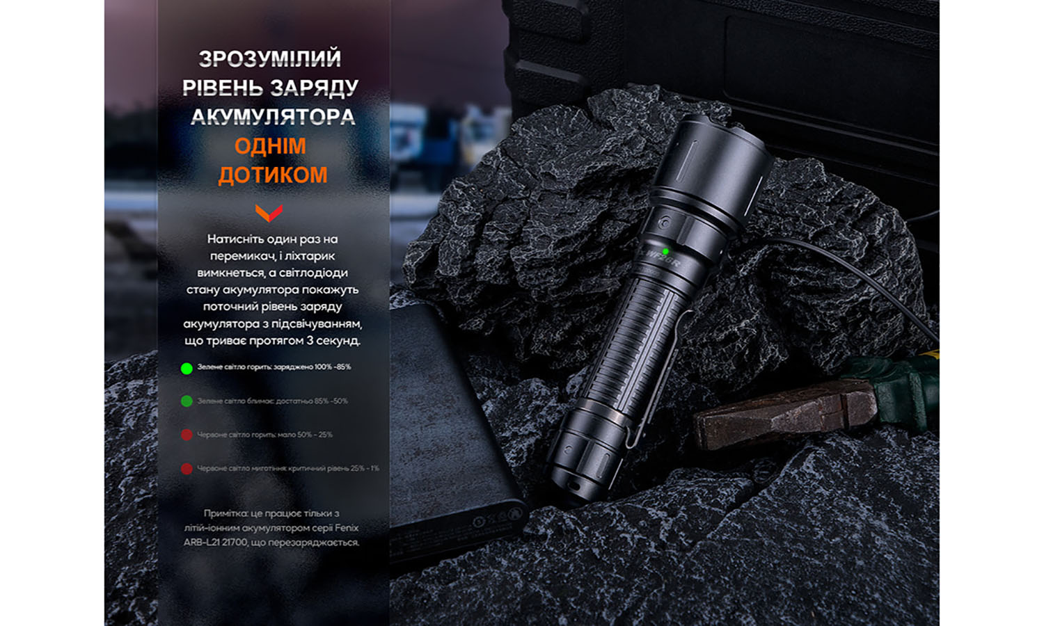 Фонарь профессиональный Fenix WF26R с магнитной зарядкой 11