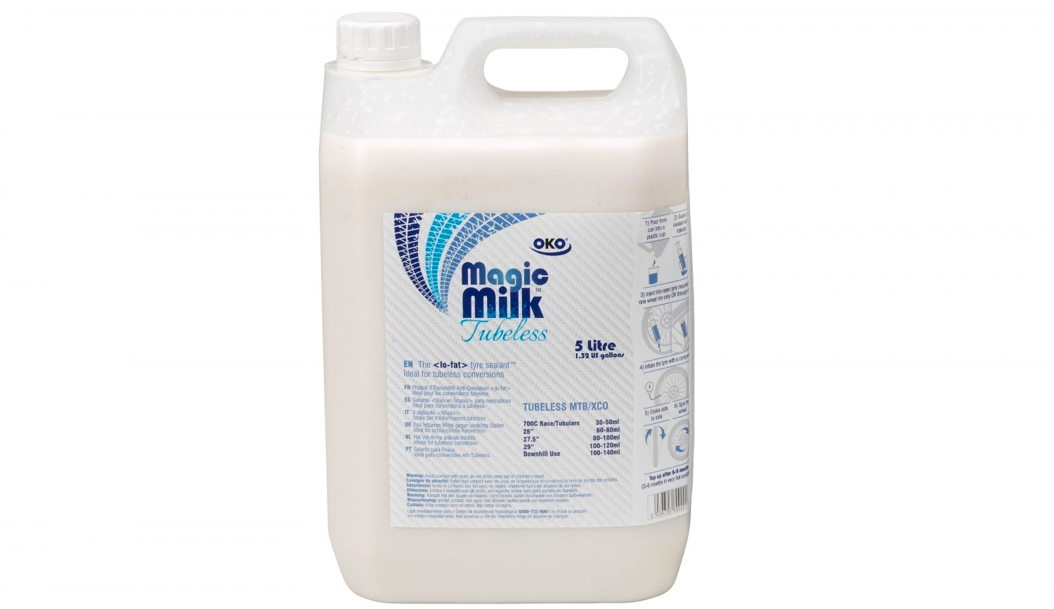 Фотография Герметик для бескамерных покрышек OKO Magik Milk Tubeless 5L латексный без шприца