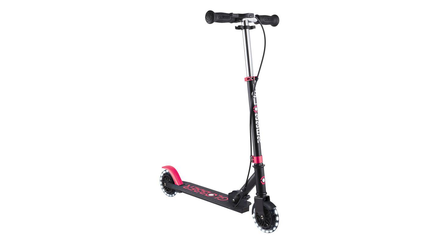 Самокат GLOBBER серии FLOW ELEMENT JUNIOR LIGHTS, черно-розовый, колеса с подсветкой, 3+ 6
