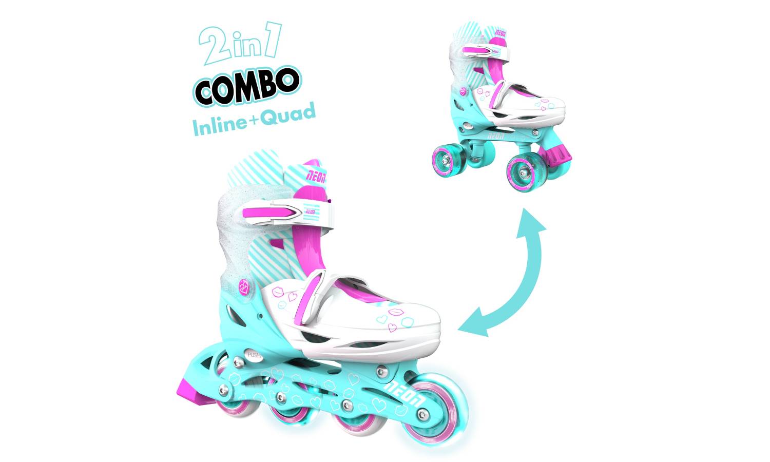 Роликовые коньки Neon Combo, размер 34-37, бирюзовый 