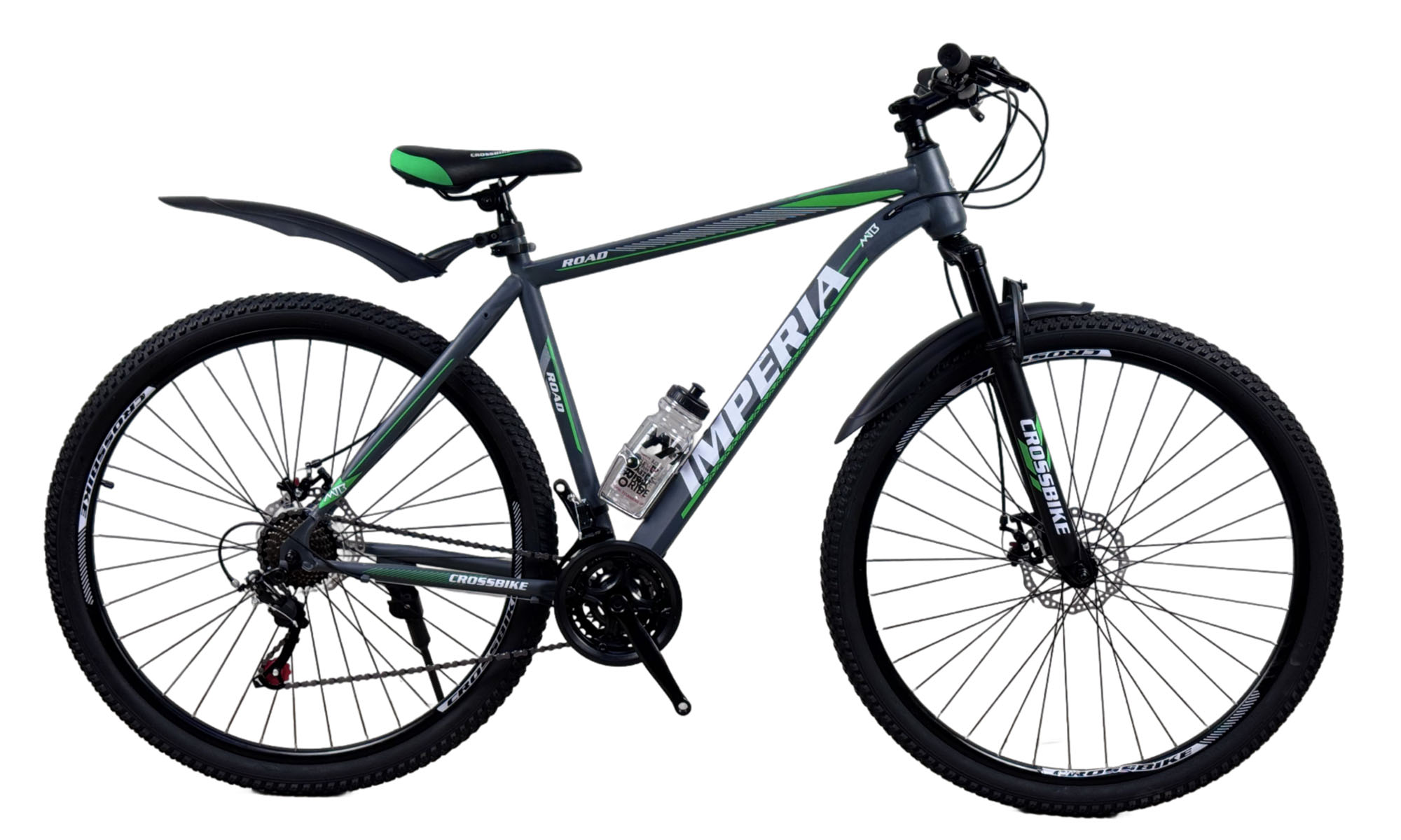 Велосипед CrossBike Imperia 29", размер XL, рама 21", год 2026, Серый-Зеленый