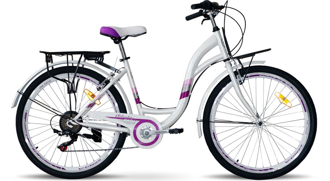 Фотография Велосипед Atlantic Madeira NS 26" размер М рама 17 2022 Бело-розовый