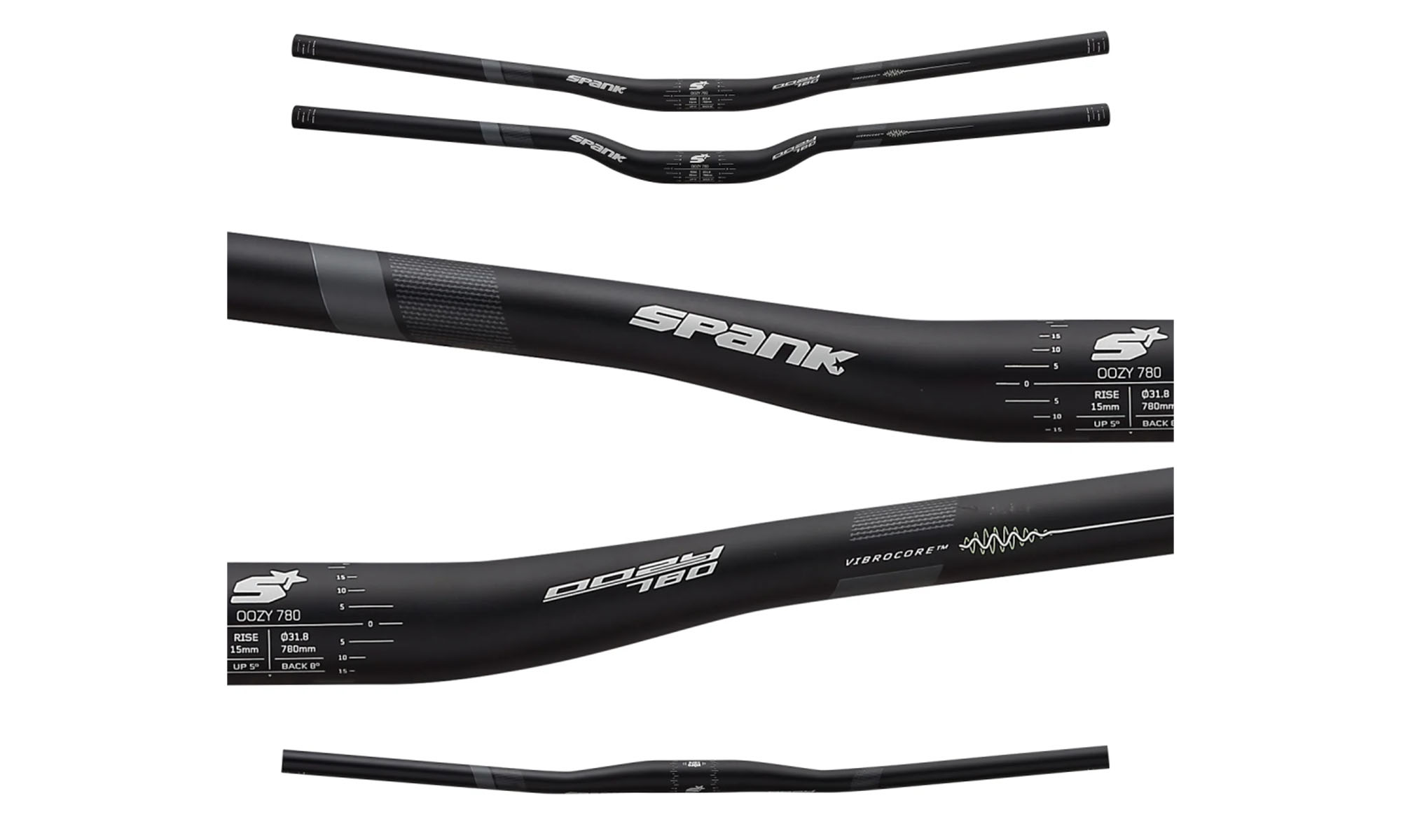Руль SPANK OOZY 780 Vibrocore™, 25R Black Grey 