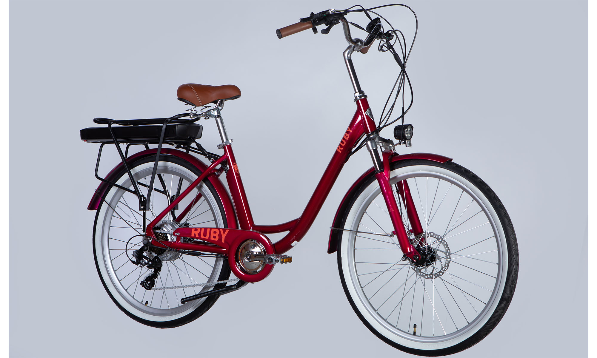 Велосипед с электроприводом Dorozhnik eRUBY DD FR 26", размер M, рама 17" 36B 12.5А*ч 500Вт, 2025, бордовый YS 7496  5