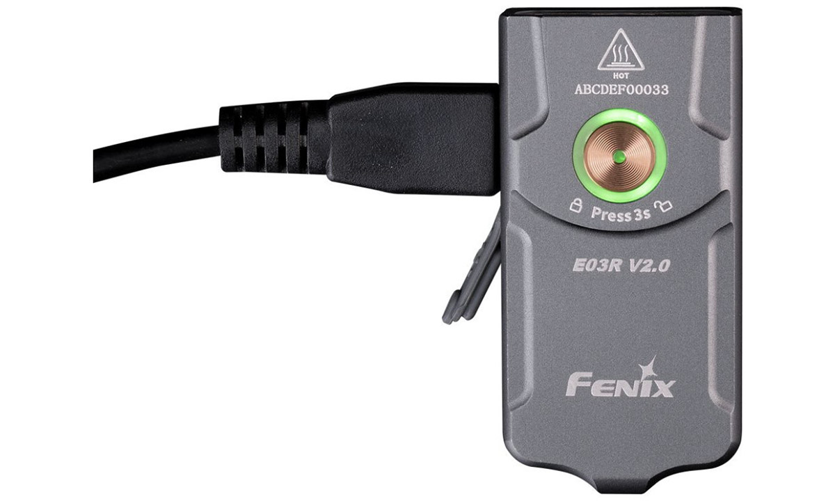 Фонарь наключный Fenix E03R V2.0, серый 2