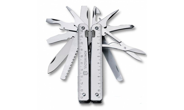 Фотографія Мультитул Victorinox Swisstool 3.0338.L у шкіряному чохлі сріблястий