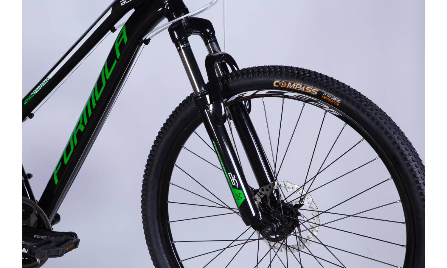 Велосипед Formula BLACKWOOD DD 26" размер XS рама 13" 2025 черно-зеленый 7