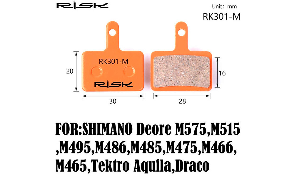 Фотографія Колодки гальмівні диск RISK RK301-S Shimano M515/M446/Tektro Draco та ін.