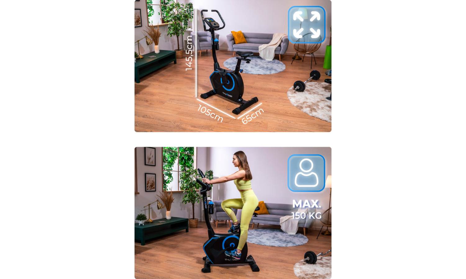 Велотренажер электромагнитный TRIX THUNDER черно-синий 6