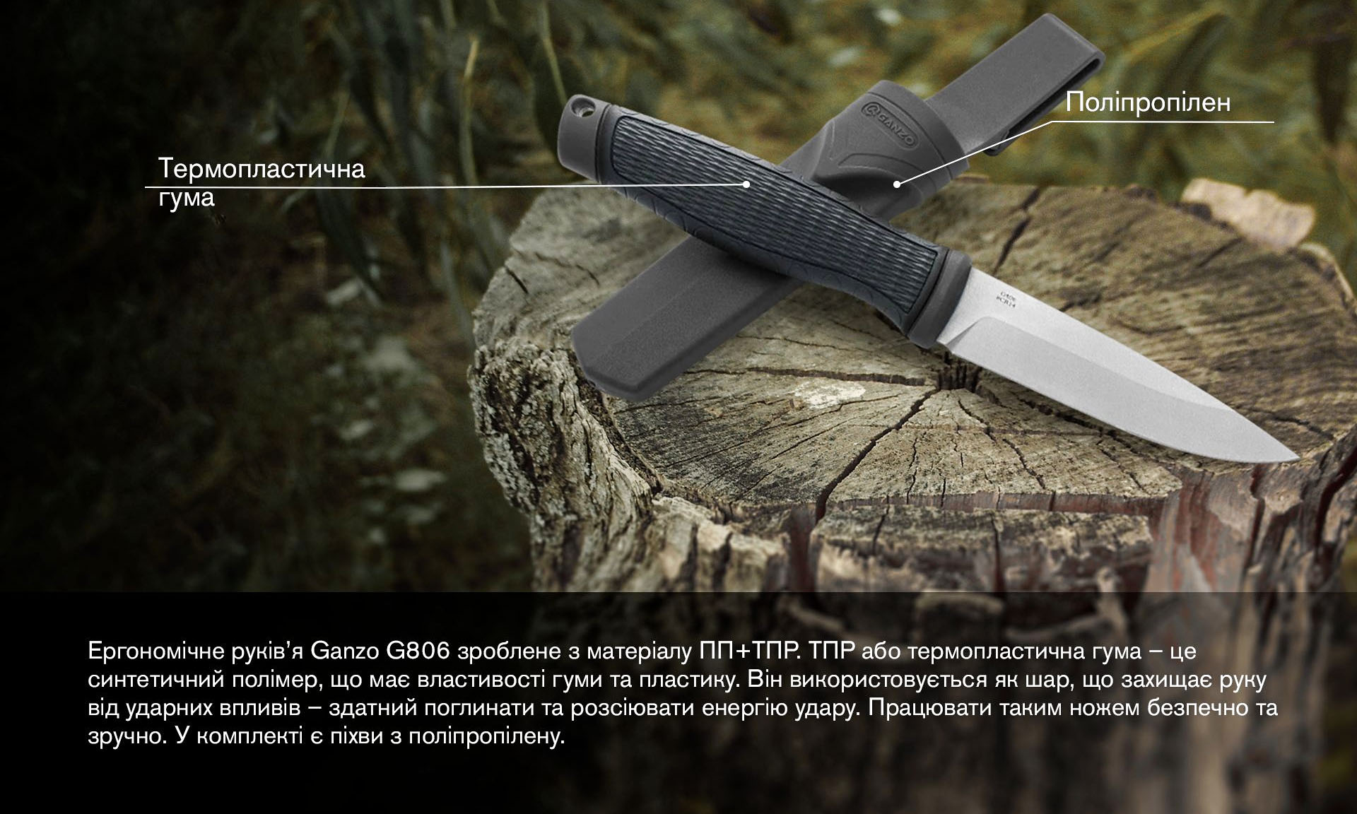 Нож Ganzo G806-BK черный с ножнами 3