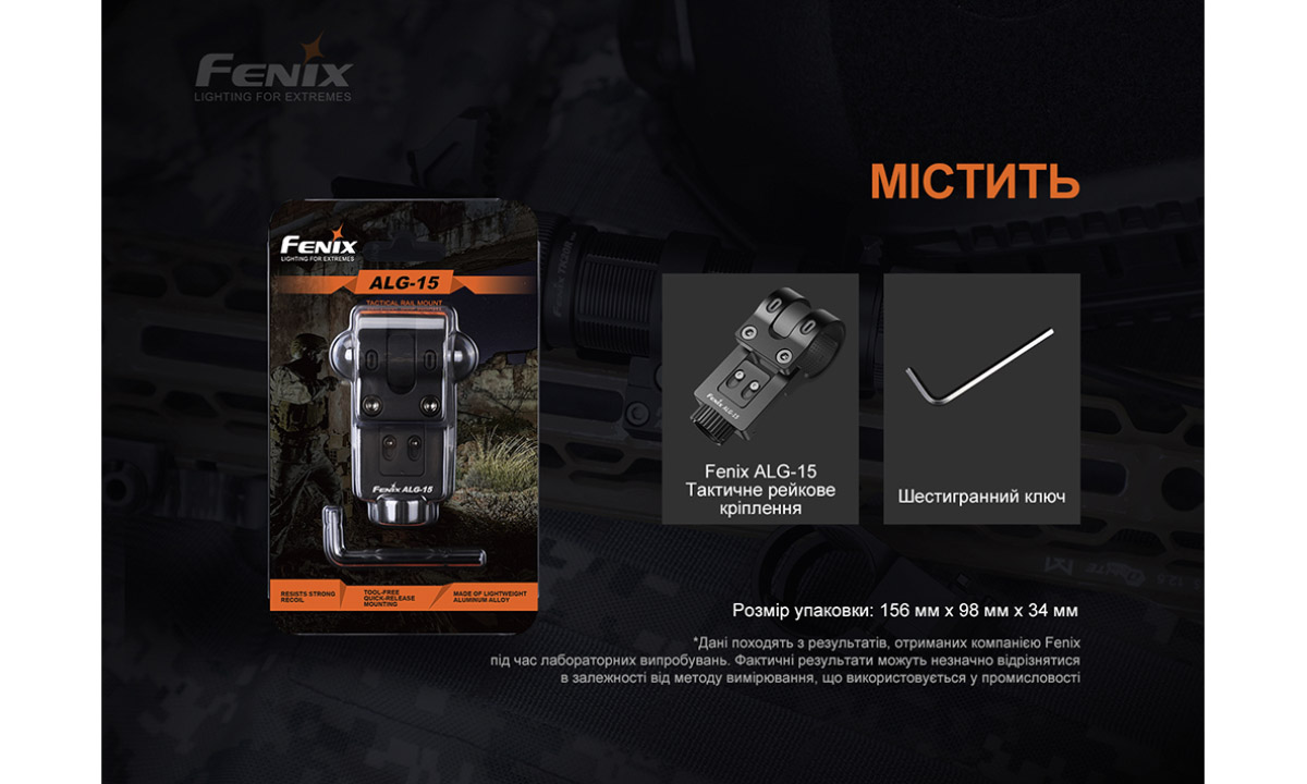 Крепление на оружие для тактических фонарей Fenix ALG-15 7 Крепление на оружие для тактических фонарей Fenix ALG-15 7