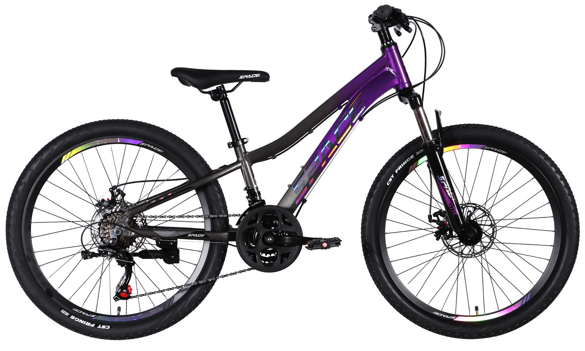 Велосипед SPACE IZIDA DD FR, 24", розмір XXS, рама-11", рік 2026, фіолетово-сріблястий Велосипед SPACE IZIDA DD FR, 24", розмір XXS, рама-11", рік 2026, фіолетово-сріблястий