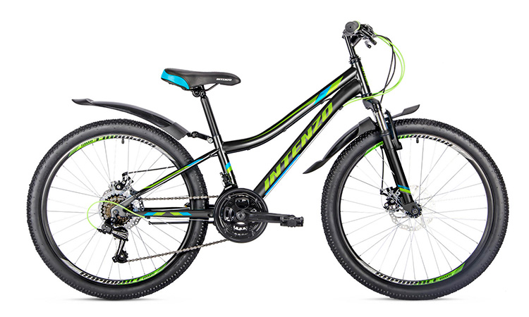 Фотография Велосипед Intenzo NITRO DISK 24" размер XXS 2024 Черно-зеленый