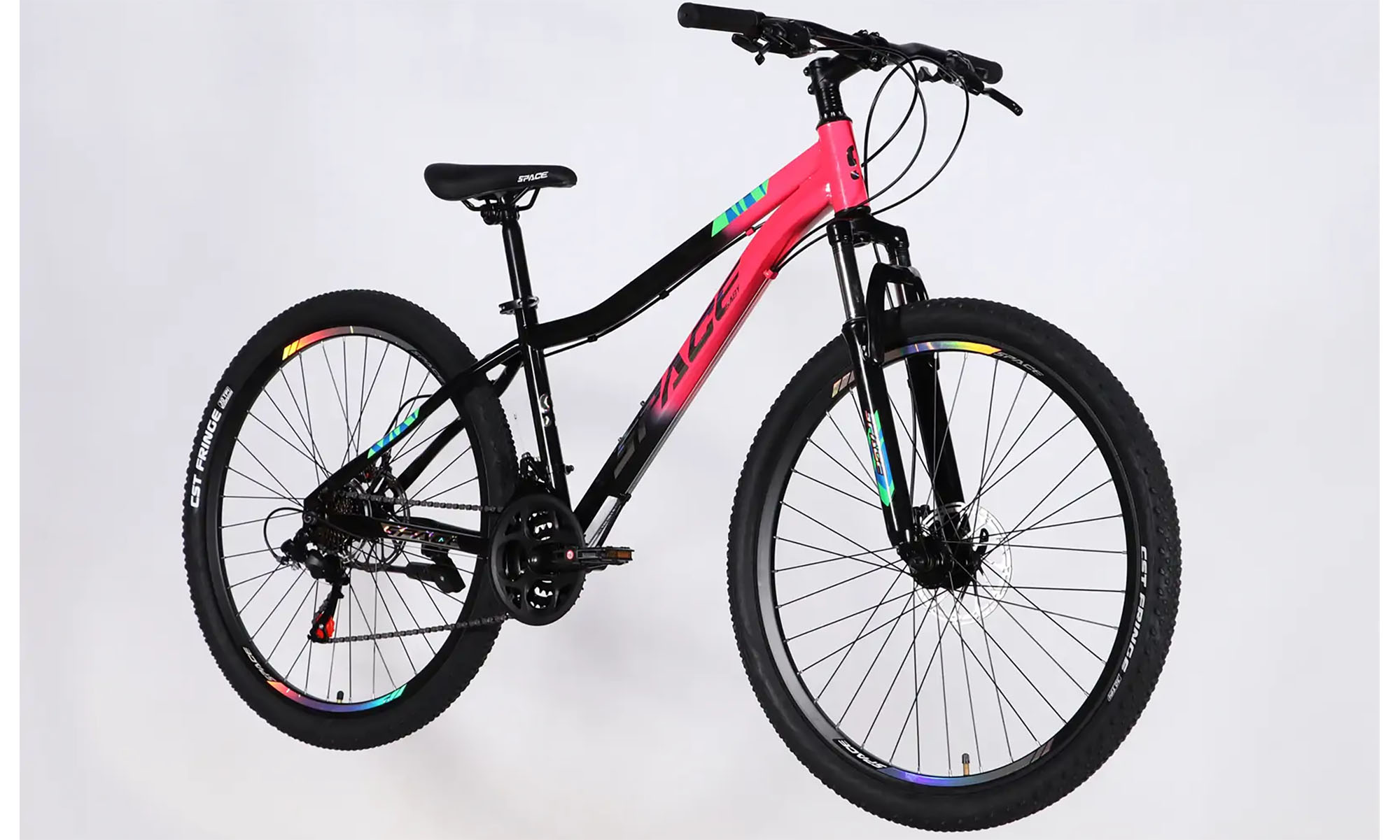 Велосипед SPACE AURORA DD FR 27.5", размер S рама-15", год 2026, розово-черный 4