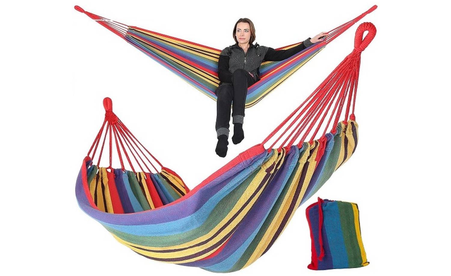 Гамак Royokamp 200X100см із чохлом, червоний у смужку 3