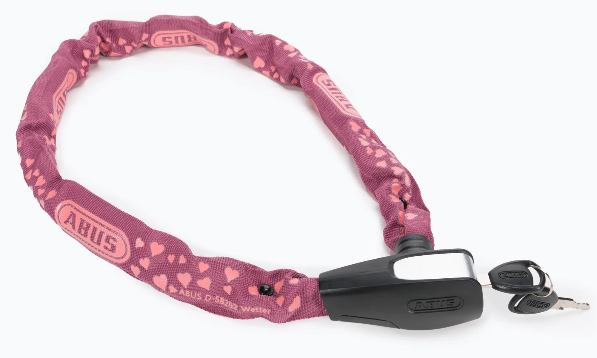 Замок с цепью ABUS 6806K/85см, Cherry Heart (Square Chain), вишневый, цепь квадратного сечения 