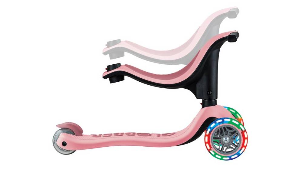 Фотография Самокат GLOBBER GO UP SPORTY со светящимися колёсами, пастельный розовый, 1+ 8