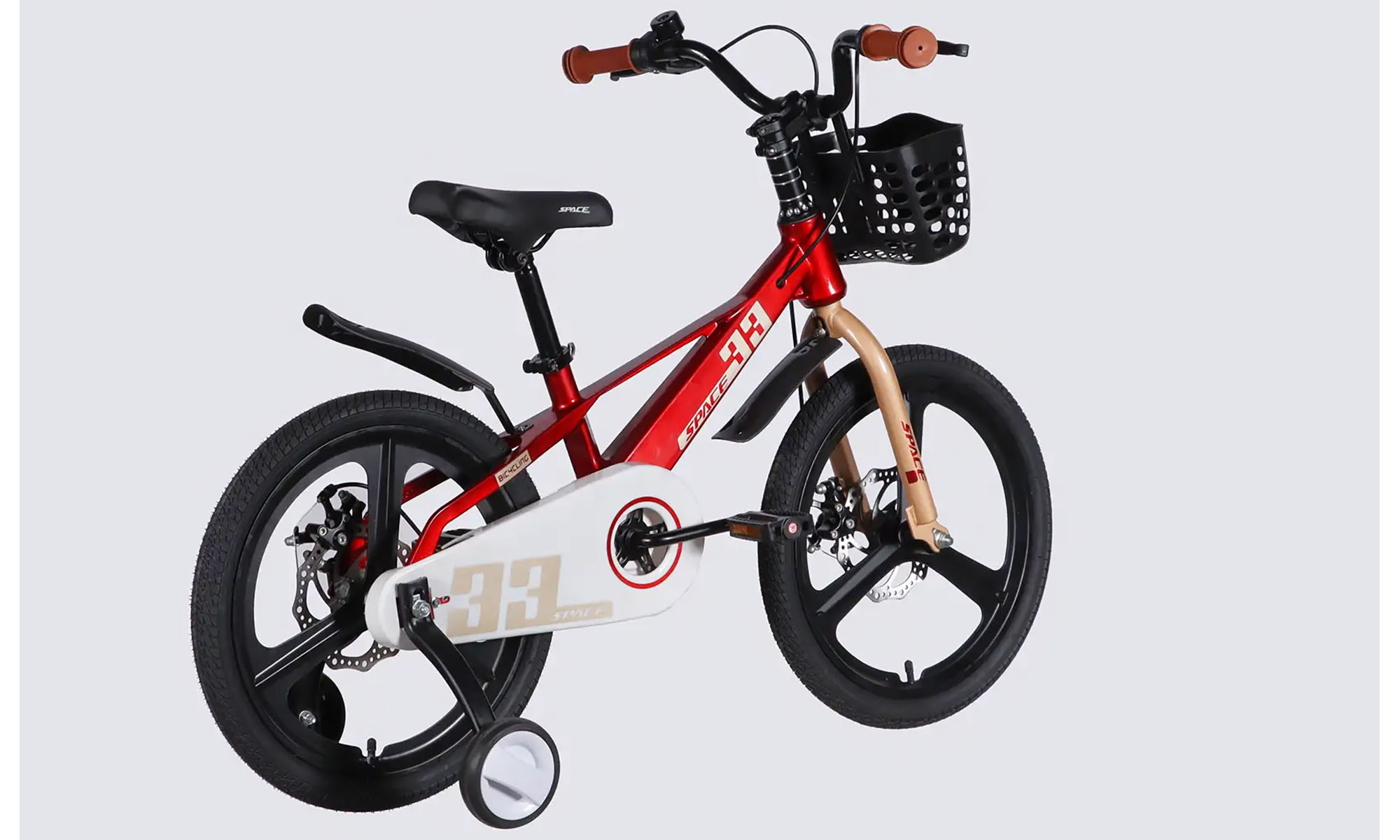 Велосипед SPACE KID ORION DD 18", розмір XXS, рама-10", рік 2026, червоний з сірим 2