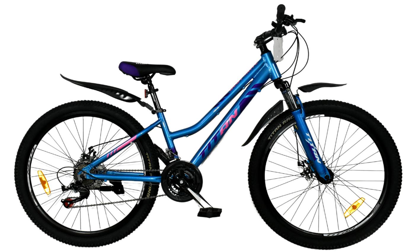 Фотография Велосипед Titan BEST MATE 26" размер XS размер 13 2022 Голубой-Фиолетовый