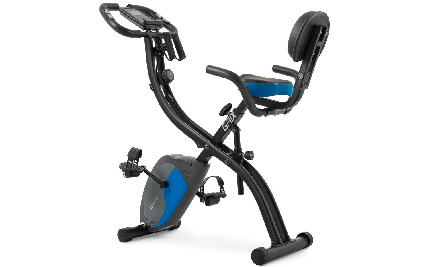 Фотография Велотренажер Hop-Sport HS-3010X Grix X-Bike з эспандерами магнитный черно-синий 9