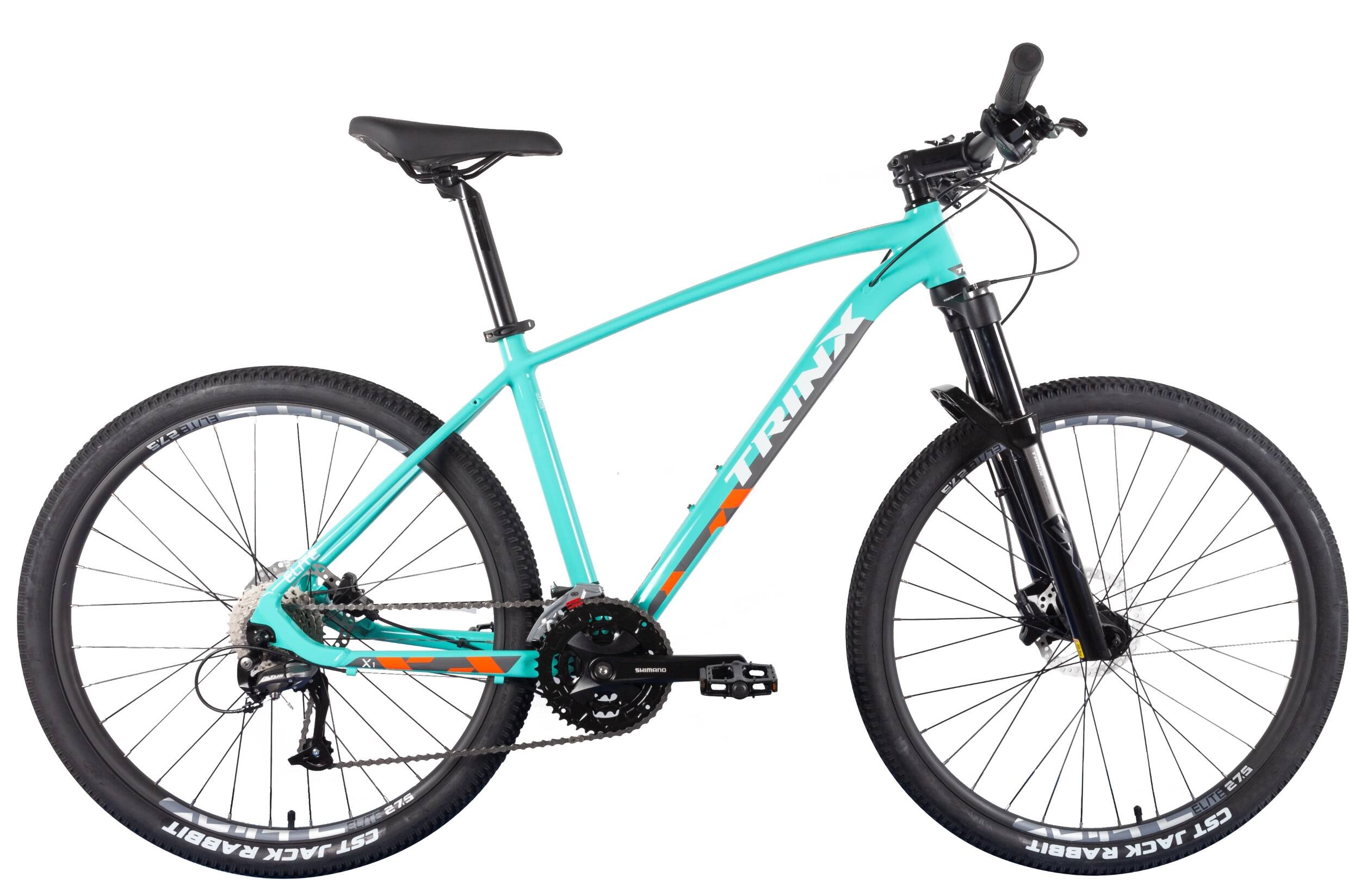 Фотографія Велосипед Trinx X1 Elite 27.5" розмір М рама 18 2021 Cyan-orange-grey-white
